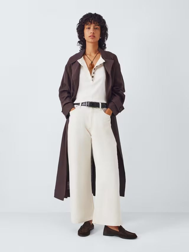 rag & bone Women's Andi Featherweight Wide Leg Jeans - White Cream - Size 24
