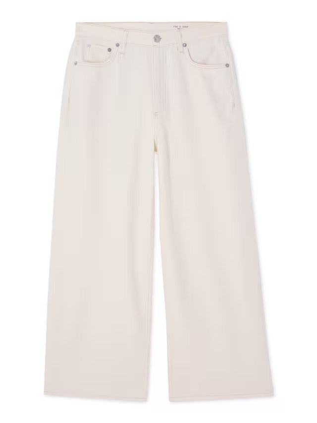rag & bone Women's Andi Featherweight Wide Leg Jeans - White Cream - Size 24
