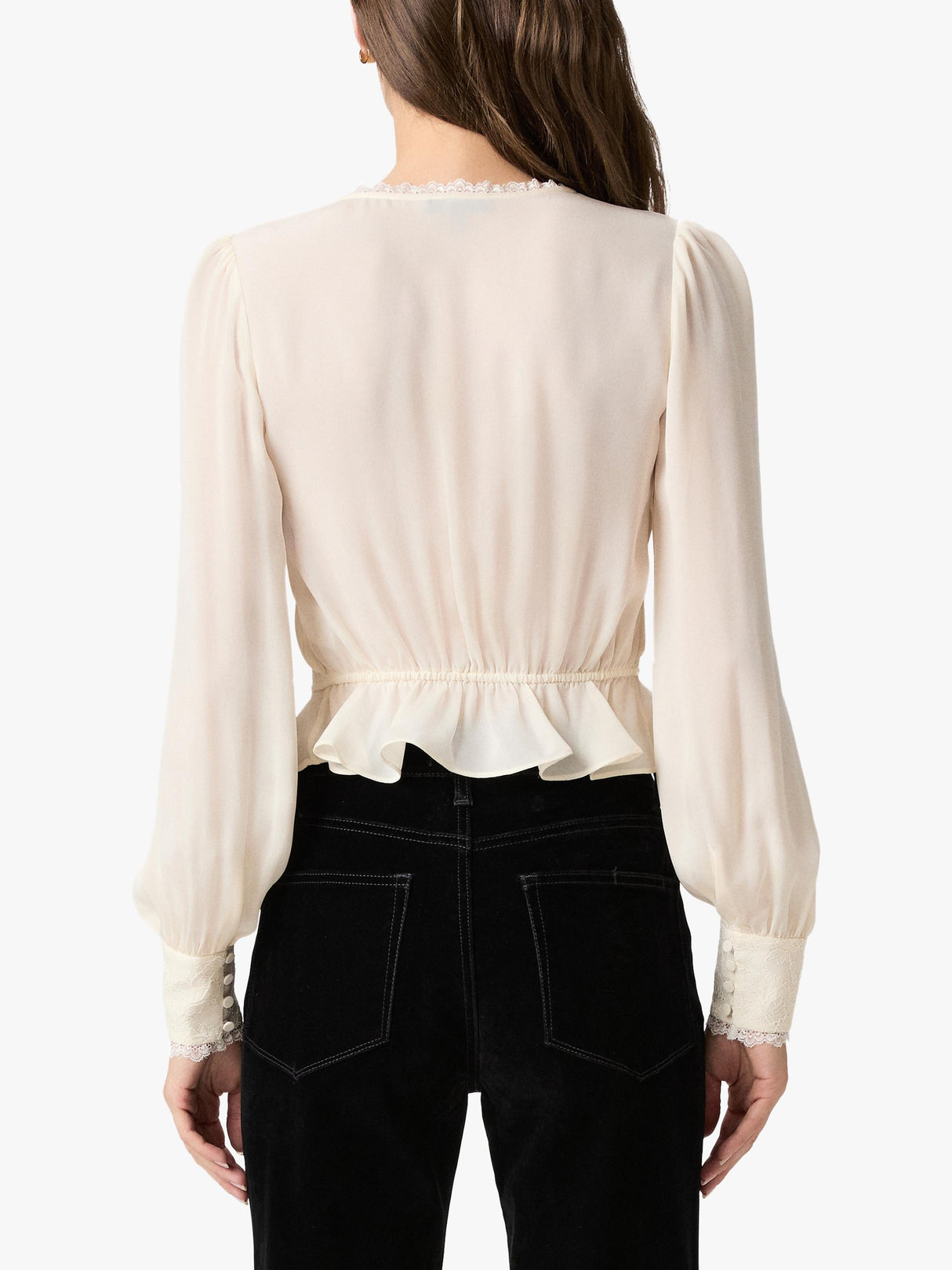 PAIGE Women's Britt Pure Georgette Long Sleeve Silk Top - Antique White