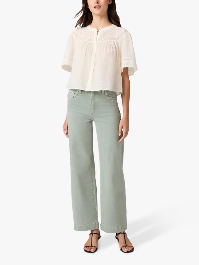 PAIGE Anessa High Rise Braided Pocket Wide Leg Jeans - 29 - Vintage Seaglass
