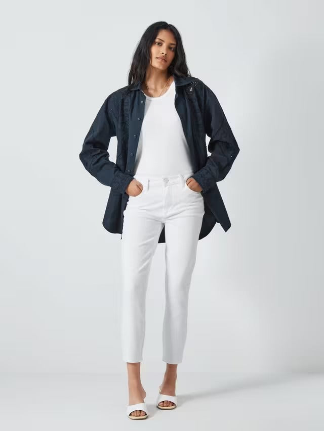 PAIGE Hoxton Women's High Rise Crop Skinny Jeans - Crisp White - Size 29/UK 12