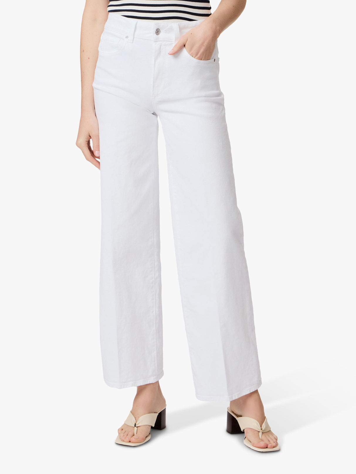 PAIGE Sasha High Waist Wide Leg Button Regular Jeans - White - Size 26