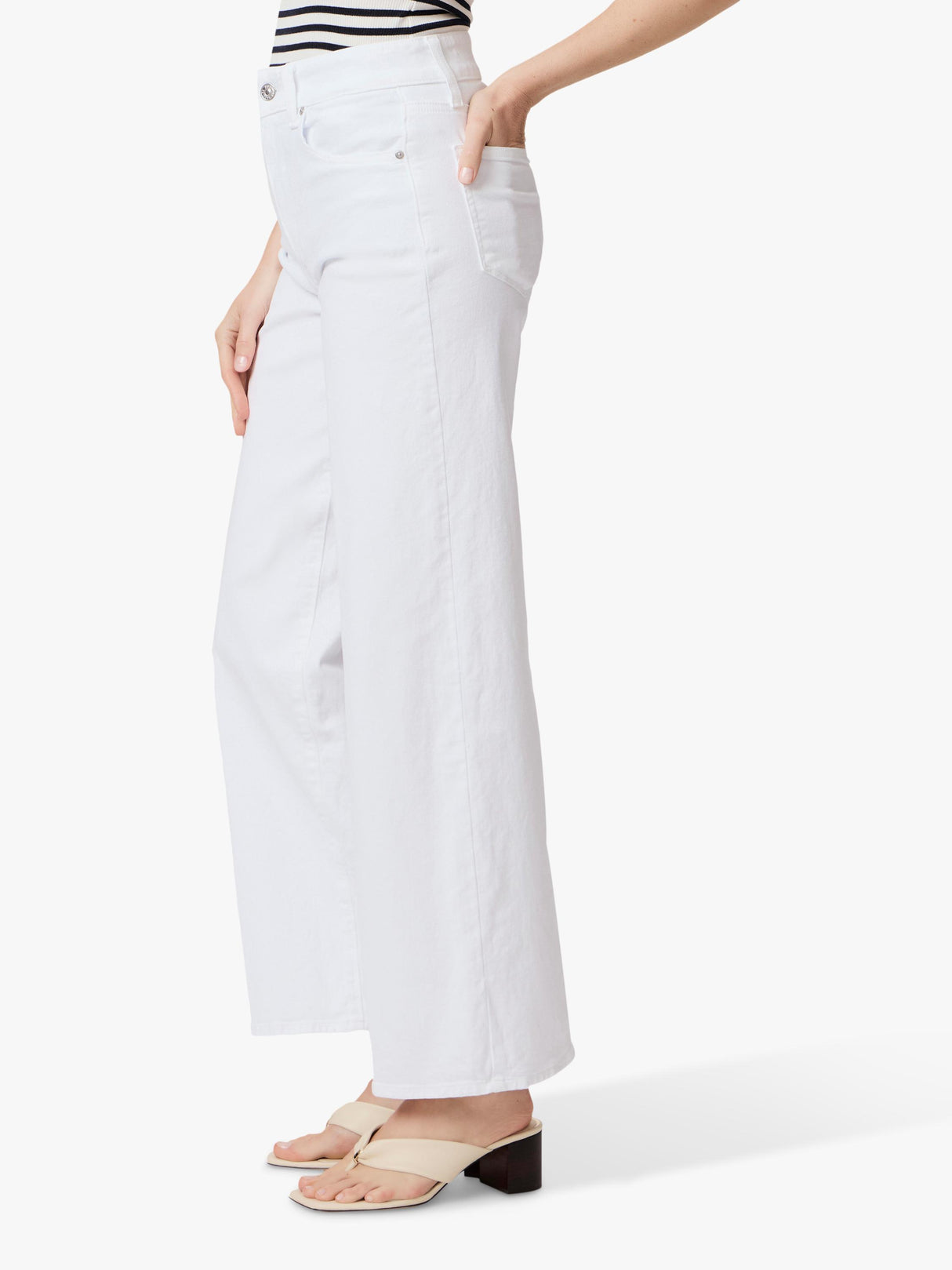 PAIGE Sasha High Waist Wide Leg Button Regular Jeans - White - Size 26