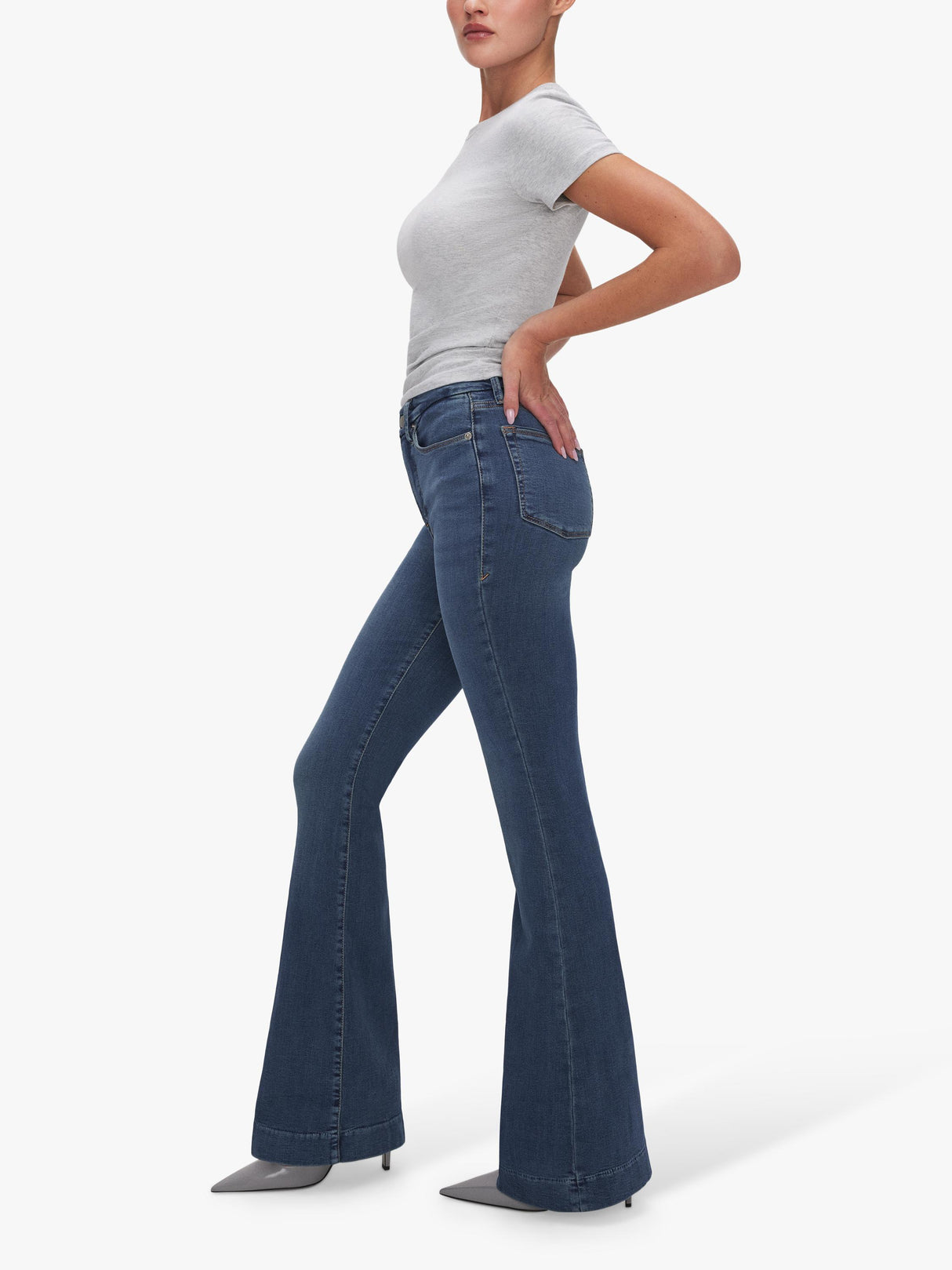 Good American Good Legs Mid Rise Skinny Flare Women's Jeans W26 L33.5 - Blue