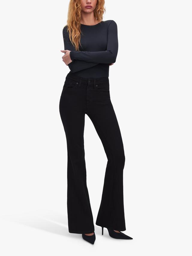 Good American Good Leg Women's Comfortable Flared Jeans - Black - Size 34