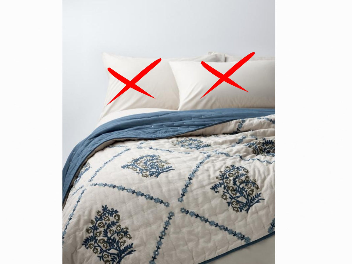 John Lewis Pomegranate Tree Cotton Botanical Print Quilt 220 x 220cm - Blue