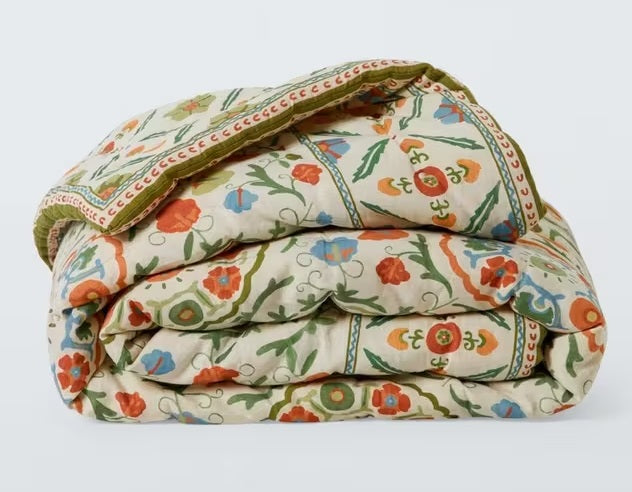 John Lewis Keya Suzani Quilted Cotton & Linen Bedspread 220 x 220cm - Multi
