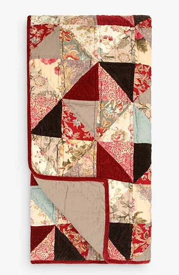 John Lewis Patchwork Quilted Cotton Bedspread 250 x 260cm - Ruby/Multi - Kazoop