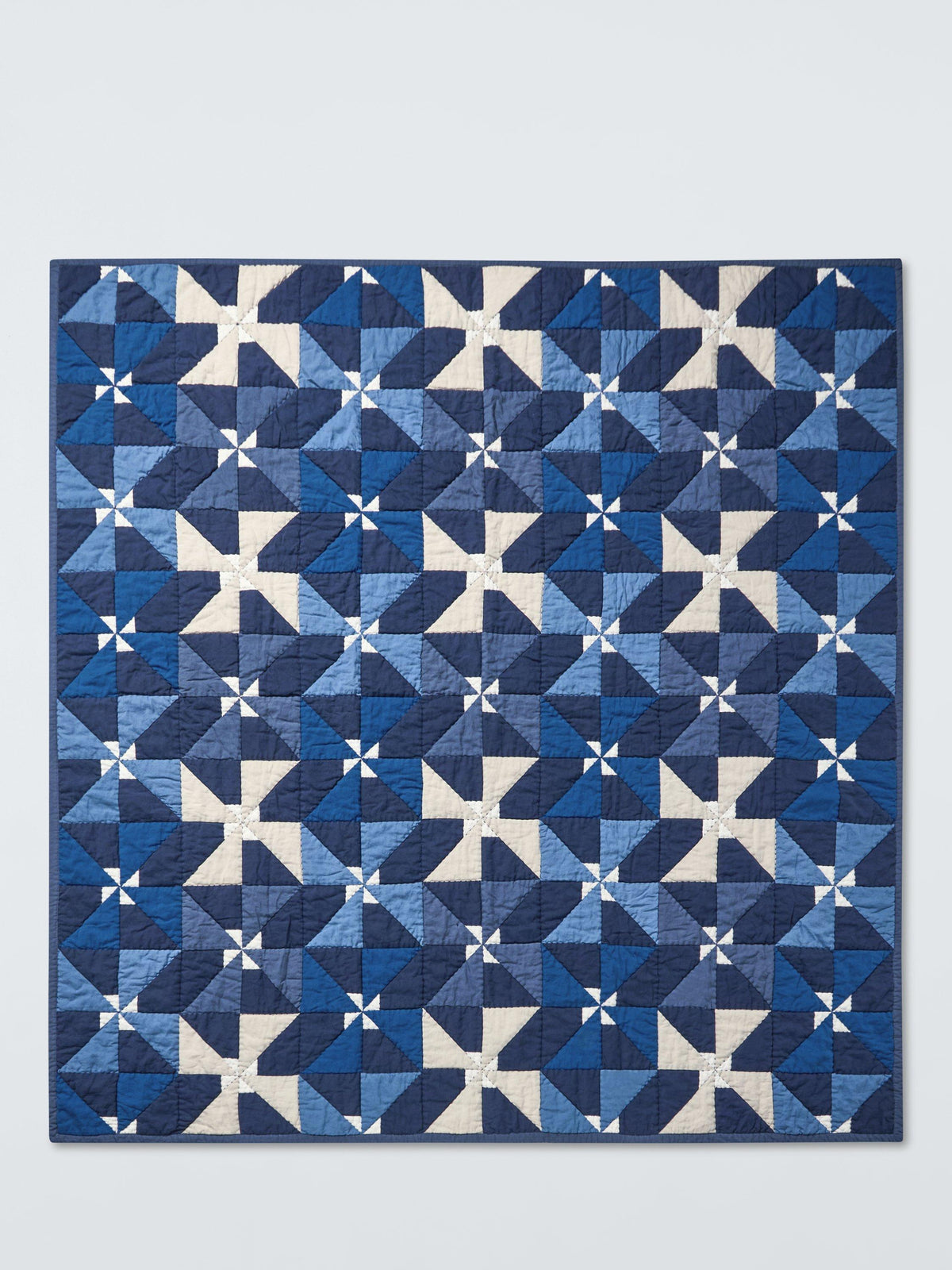 John Lewis Viento Patchwork Quilted Bedspread 220 x 220cm King Size - Blue