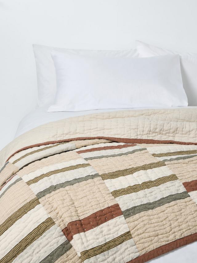 John Lewis Palenque Patched Quilt Linen Blend 220 x 220cm - Multicoloured