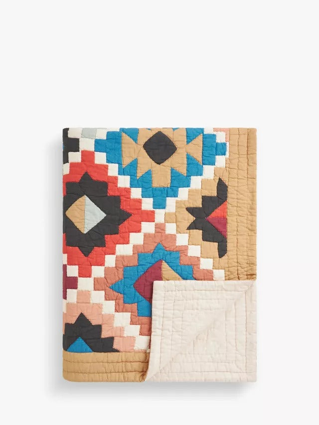 John Lewis Puebla Quilted Cotton Bedspread L220 x W220cm - Multi - Kazoop