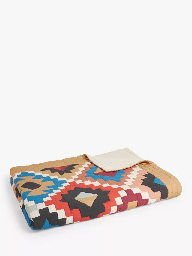 John Lewis Puebla Quilted Cotton Bedspread L220 x W220cm - Multi - Kazoop