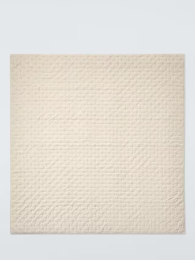 John Lewis Cotton Velvet Quilted Polyfill Bedspread 220 x 220 cm - Putty