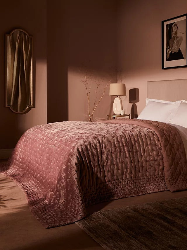 John Lewis Boutique Hotel Velvet Stitch Throw L260 x W250cm - Rosa