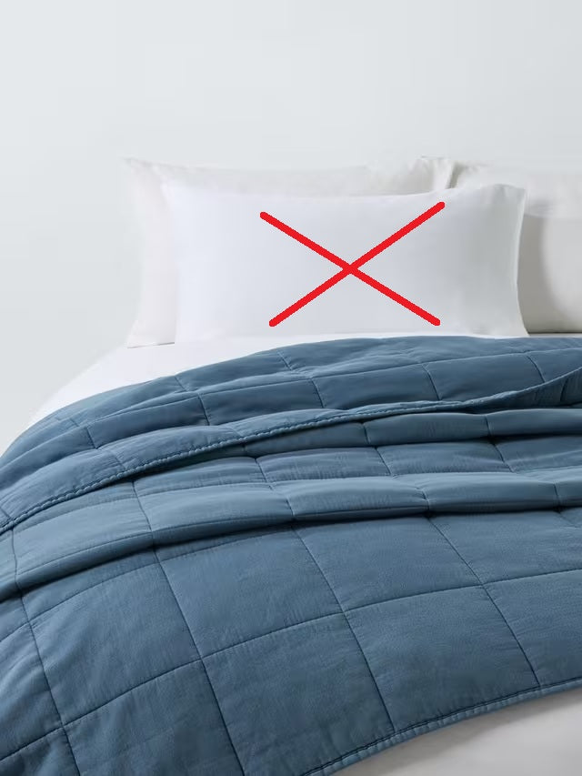 John Lewis Muslin Washed Quilted Bedspread Throw 220 x 220cm - Bluestone