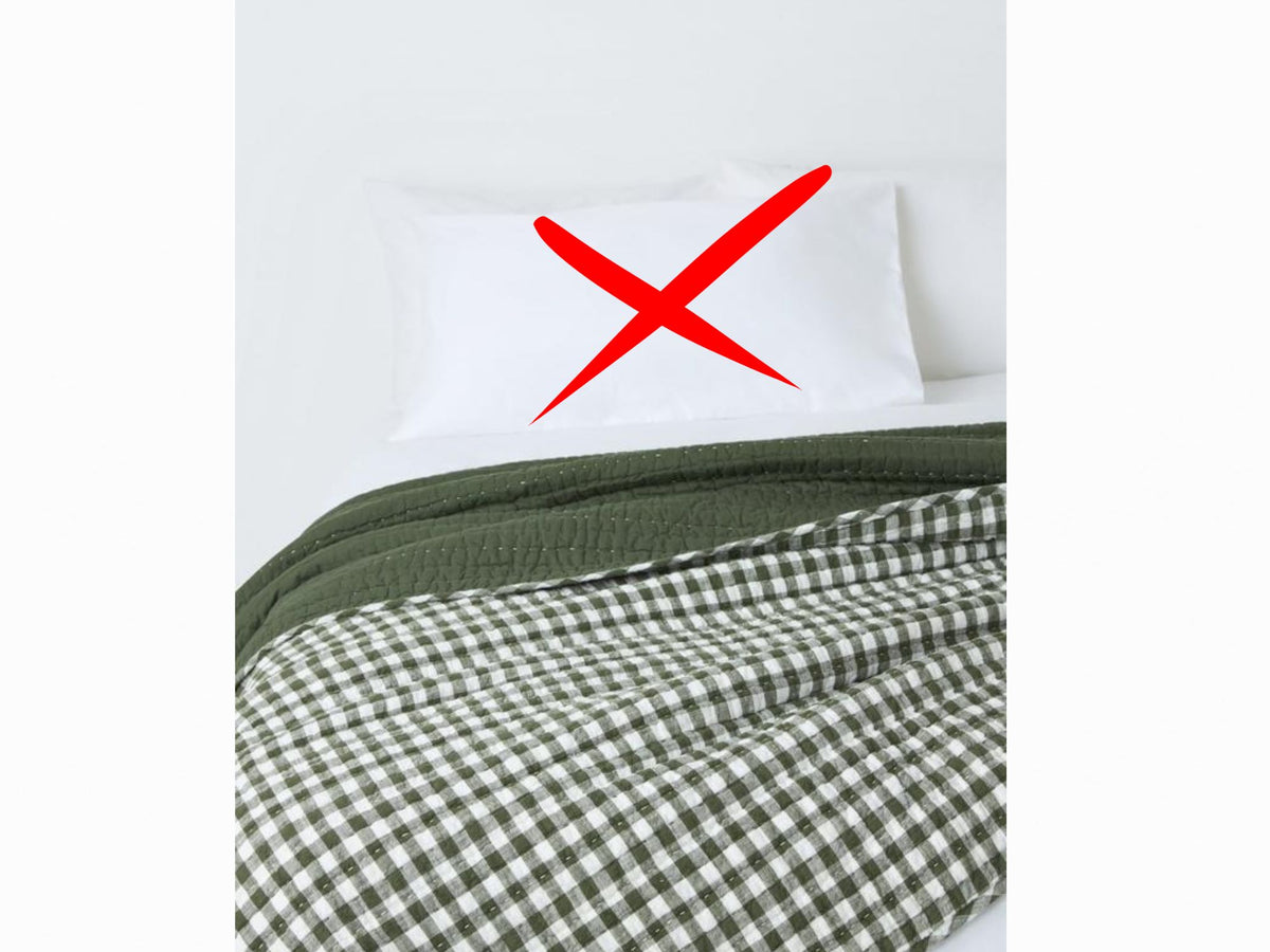 John Lewis Gingham 100% Cotton King Size Quilted Bedspread 220x220cm - Green