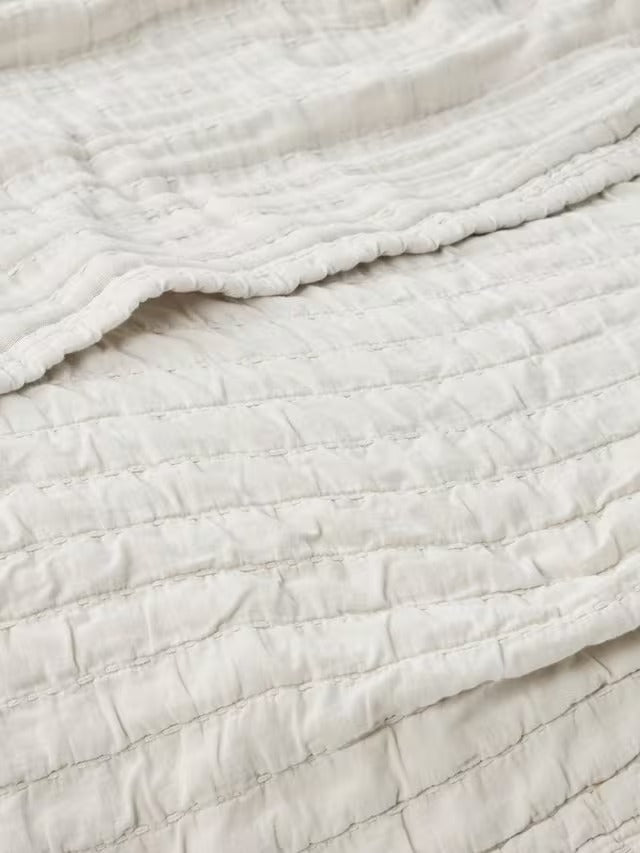 John Lewis Ruched Breathable 100% Cotton Bedspread 250 x 260cm - Greige