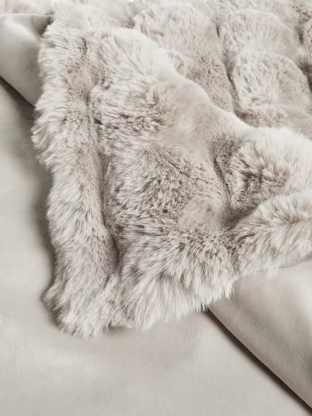 John Lewis Wave Super Soft Faux Fur Decorative Throw 200 x 150cm - Mocha