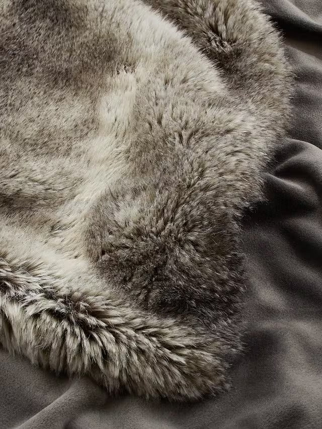 John Lewis Faux Fur Bedspread Throw Washable - Ombre Mocha - 150 x 120 cm