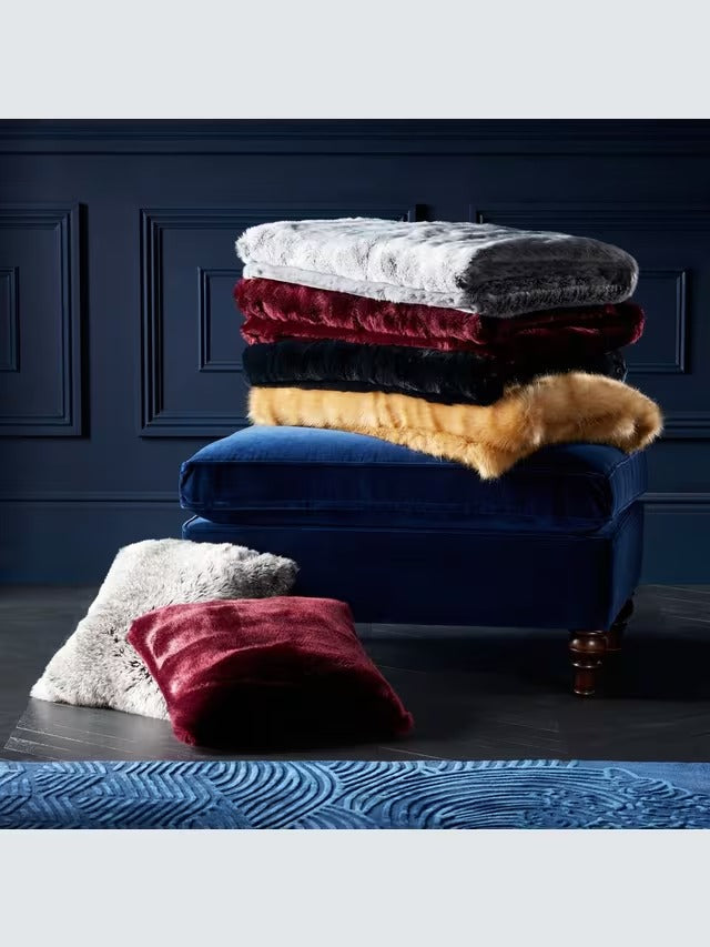 John Lewis Faux Fur Bedspread Throw Washable - Ombre Mocha - 150 x 120 cm