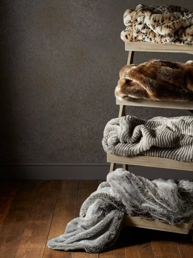 John Lewis Faux Fur Bedspread Throw Washable - Ombre Mocha - 150 x 120 cm