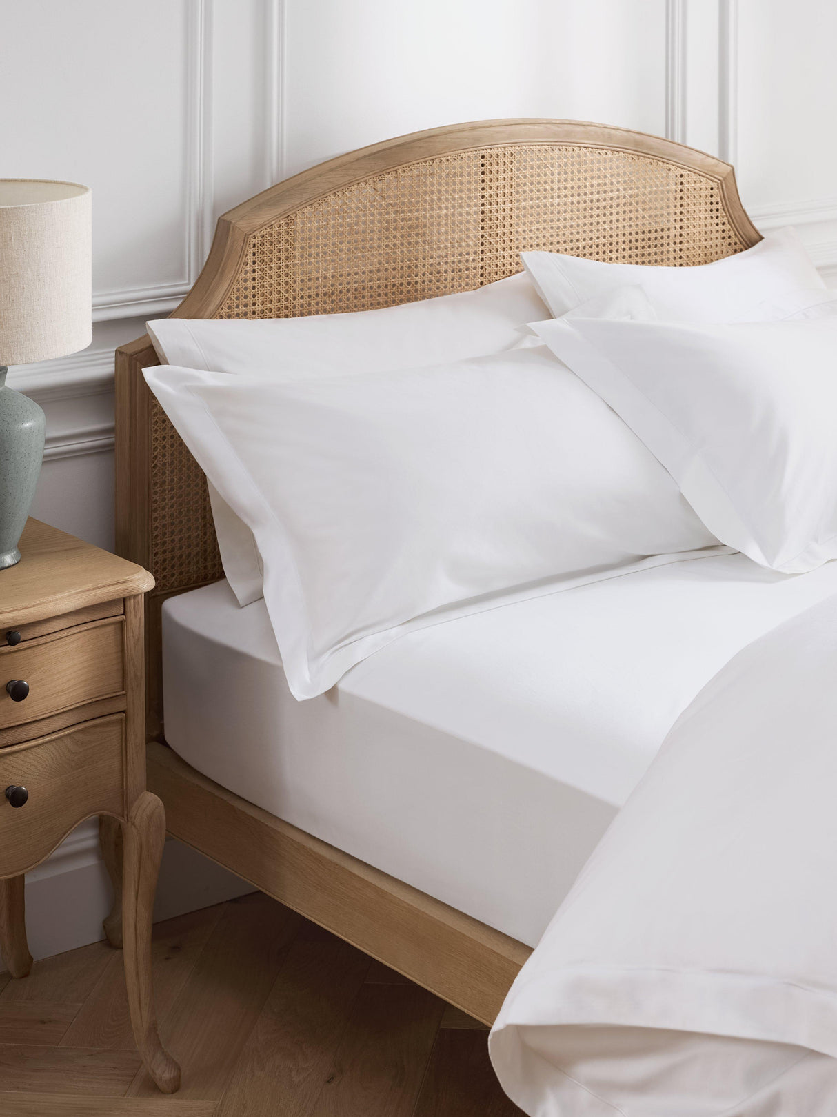 John Lewis Cotton Sateen 600TC White Extra Deep Fitted Sheet - Super King