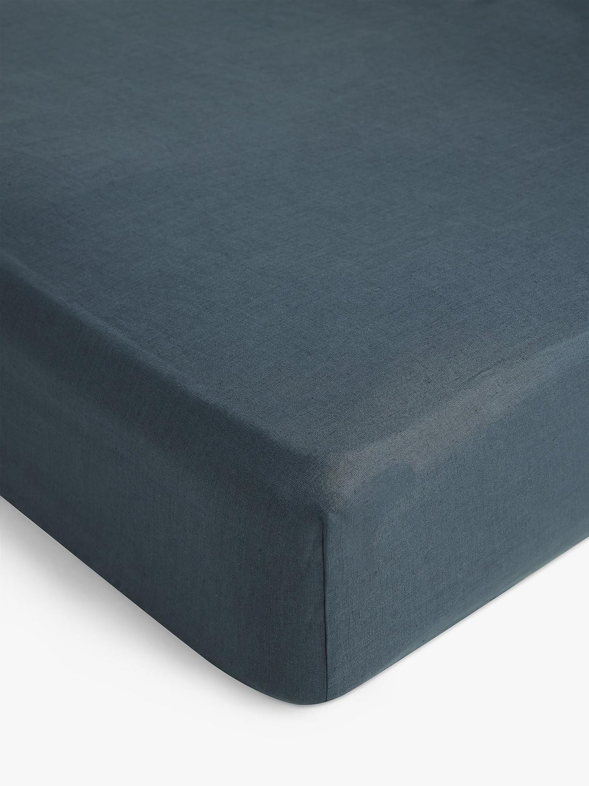John Lewis Washed Linen 36cm Deep Fitted Sheet - Denim Blue - Super King