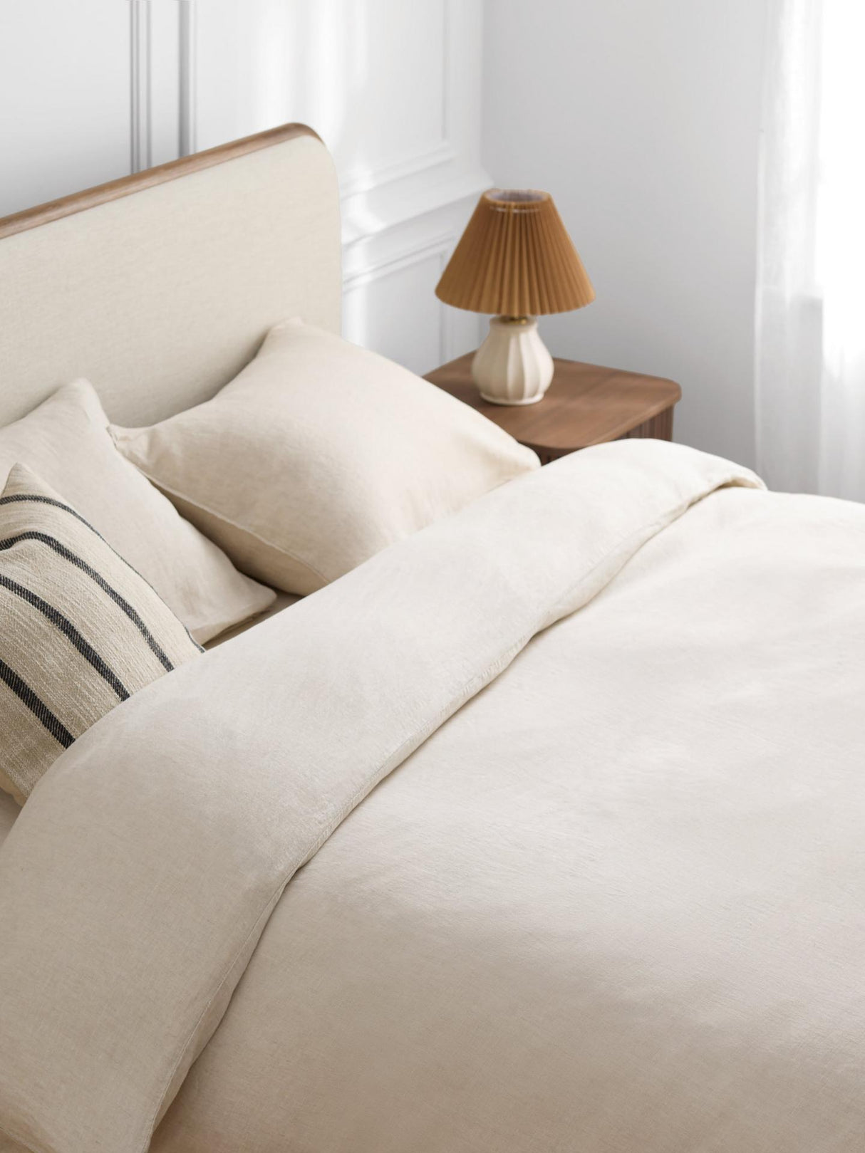 John Lewis Washed Linen Plain Classic Breathable Double Duvet Cover Natural
