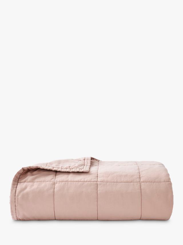 Christy Laundered Cotton Casual Soft Quilted Throw 200 x 220 cm - Pink