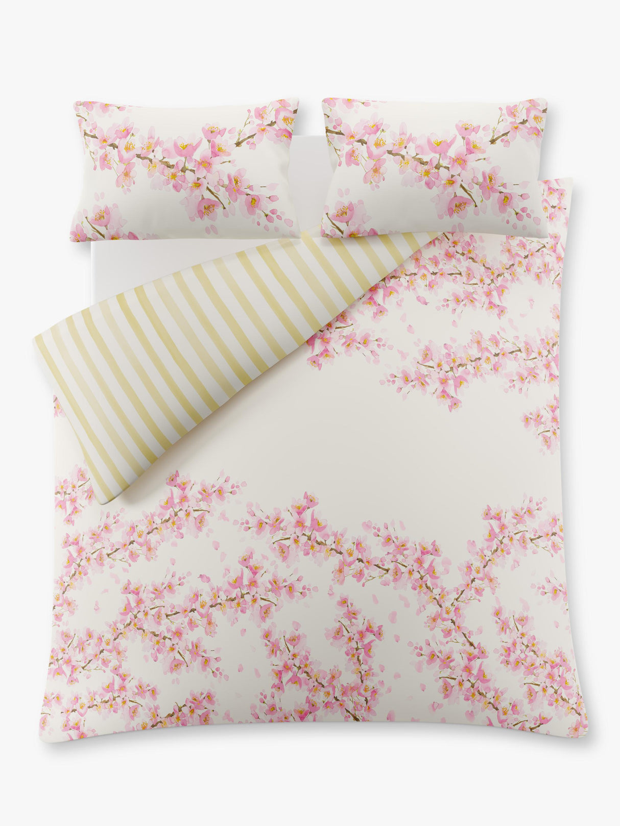 bluebellgray Cherry Blossom Cotton Duvet Cover Set - Multi/Pink - Super King