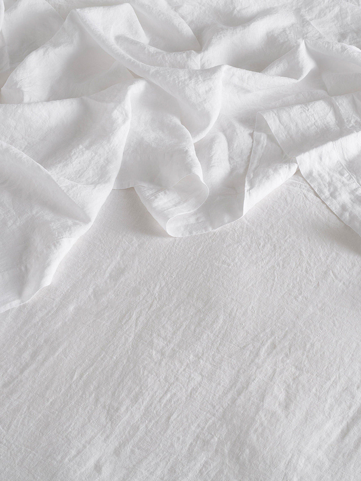 Bedfolk 100% Linen Bedroom Plain Deep Fit King Size Fitted Bed Sheet - Snow