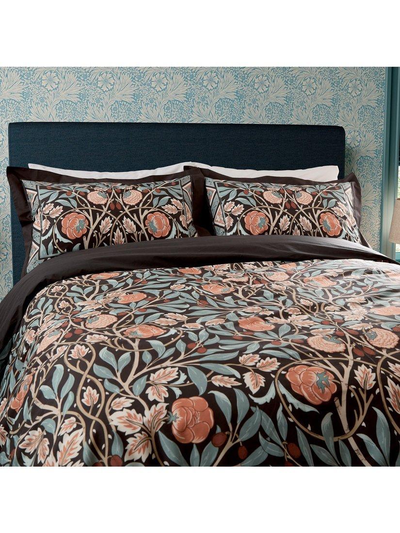Morris & Co. Olive and Rose Floral Cotton Duvet Cover Set - Multi - King