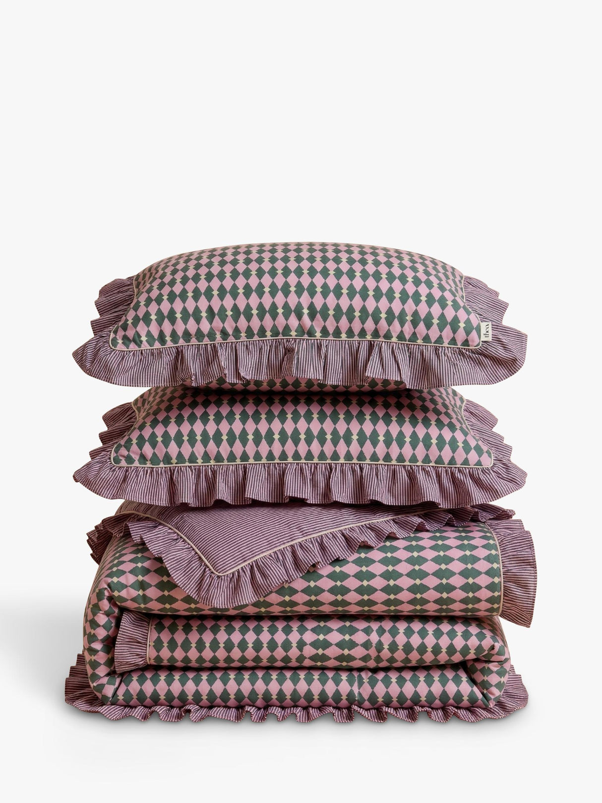 TBCo Harlequin 200 Thread Count Cotton Duvet Cover Set Pink Super King Set