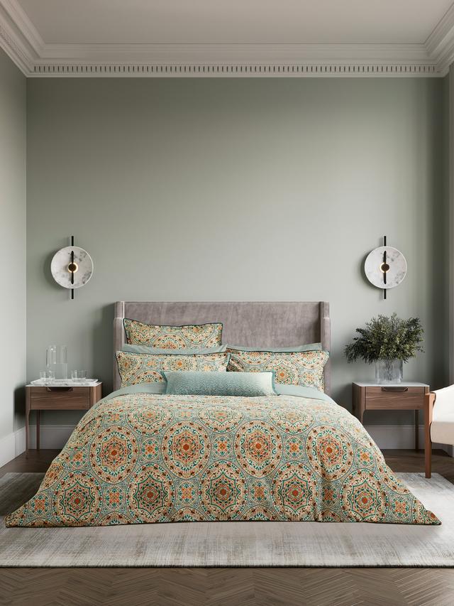 Bedeck of Belfast Addison Cotton Reversible King Duvet Cover Set - Gold Teal