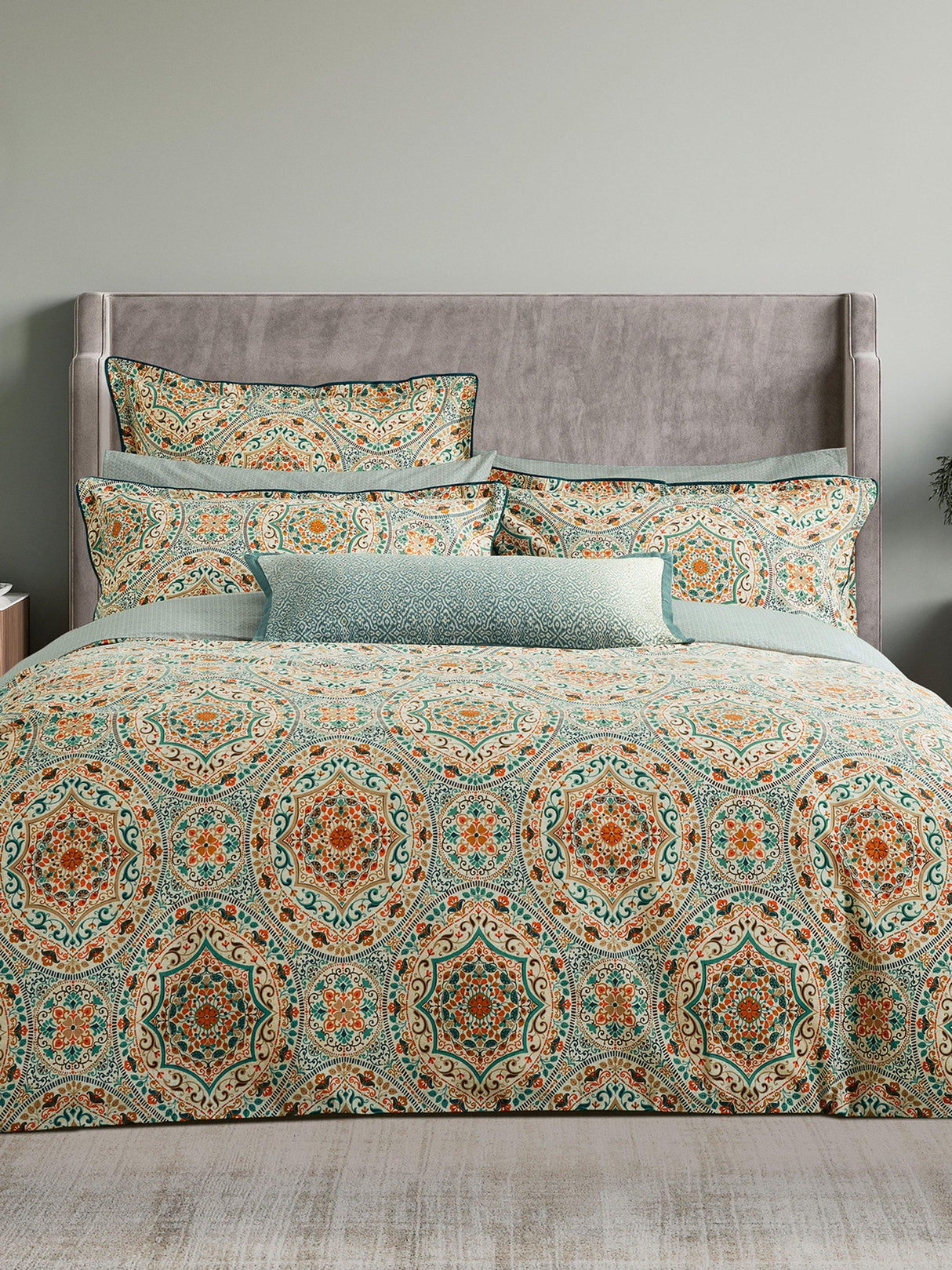 Bedeck of Belfast Addison Cotton Reversible King Duvet Cover Set - Gold Teal