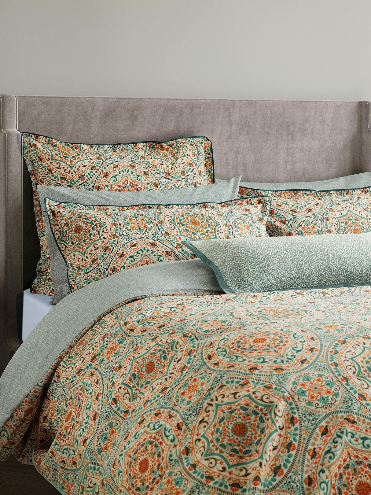 Bedeck of Belfast Addison Cotton Reversible King Duvet Cover Set - Gold Teal