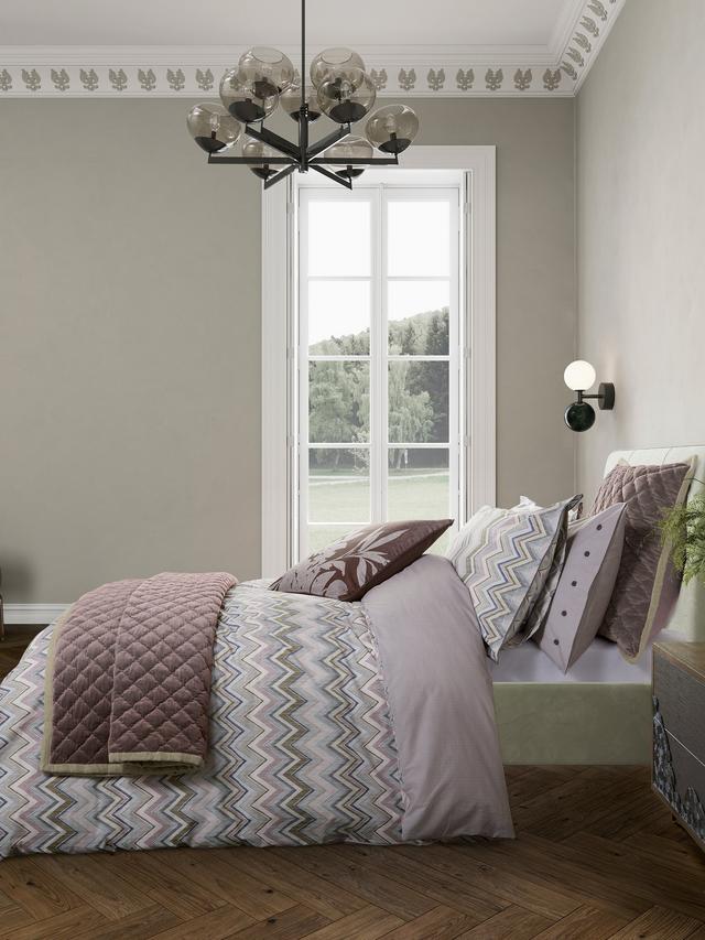 Bedeck of Belfast Claudia Geometric Foral Double Duvet Cover Set Pink/Green