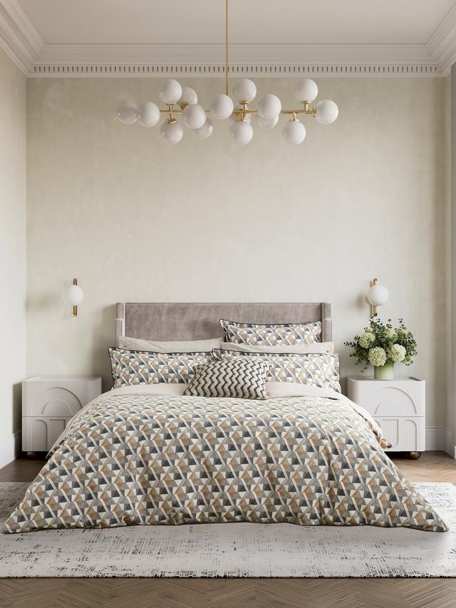 Bedeck of Belfast Harun Super King Duvet Cover Pillow Case Set Charcoal Tan