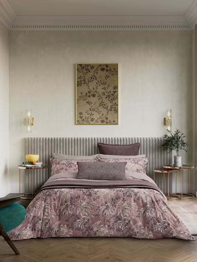 Bedeck of Belfast Katara Cotton 200TC Duvet Cover Set - King - Pink Grey