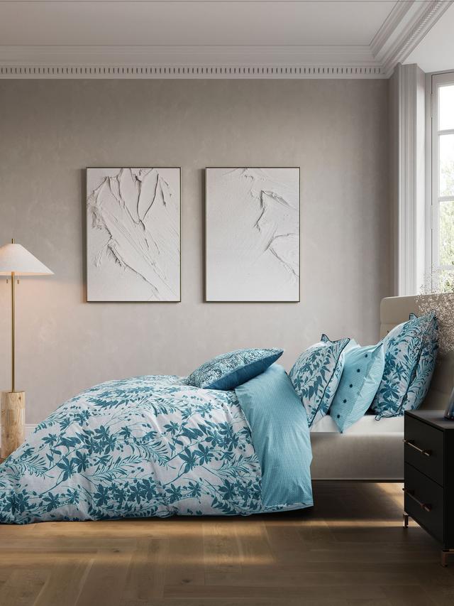 Bedeck of Belfast Meiko King Duvet & Pillow Case Cover Set - Teal Silver