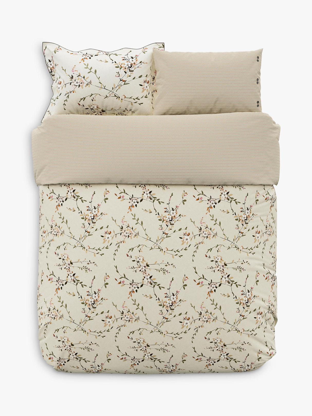 Bedeck of Belfast Rana 200TC Cotton Floral King Duvet Cover Set - Warm Grey