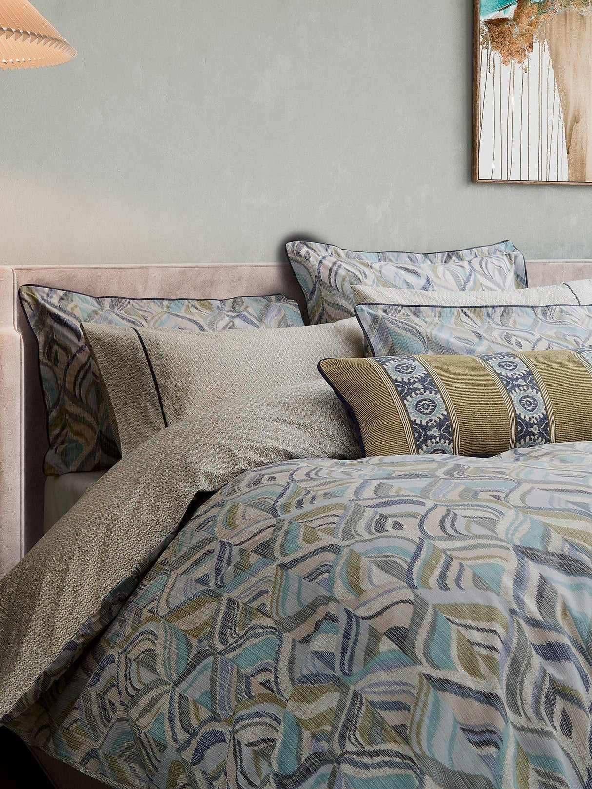 Bedeck of Belfast Rayanne Cotton Duvet Cover Set - Teal Green - King Size