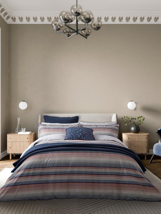 NEW Bedeck of Belfast Stafford Duvet Cover Set Double 200 x 200cm - Navy Red