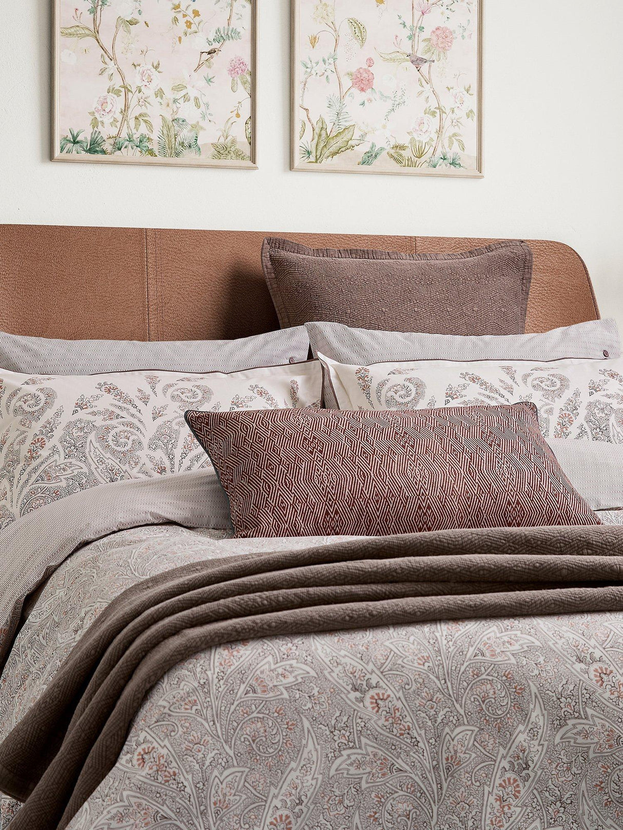 Bedeck of Belfast Umma Paisley Cotton Duvet Cover Set - Pink - King Size