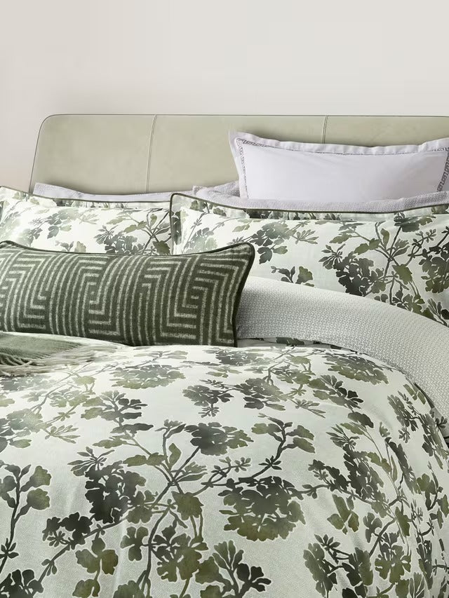 Bedeck of Belfast Yoko Floral Cotton Sateen Duvet Cover Set - Green - Double