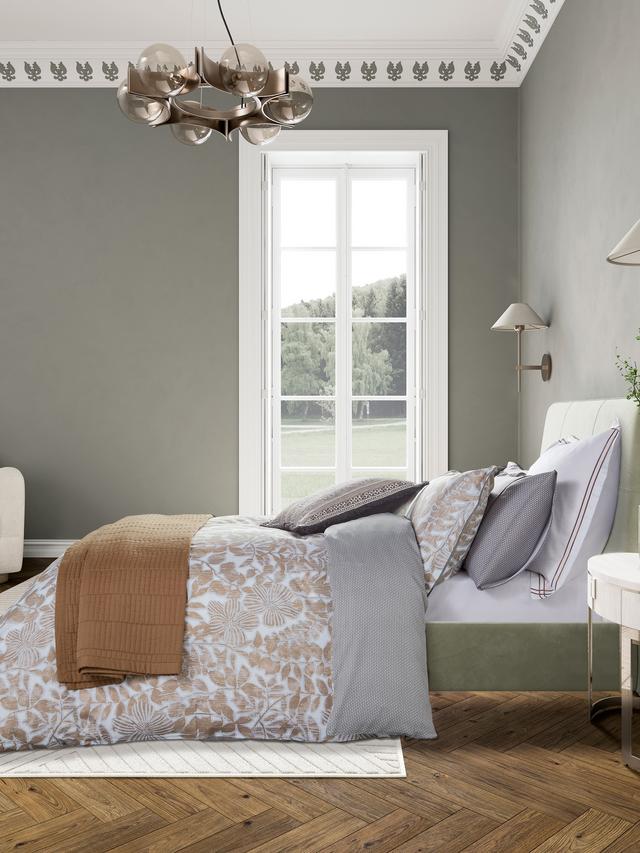 Bedeck of Belfast Zenda Super King Duvet Cover Set 220 x 260cm Charcoal Tan