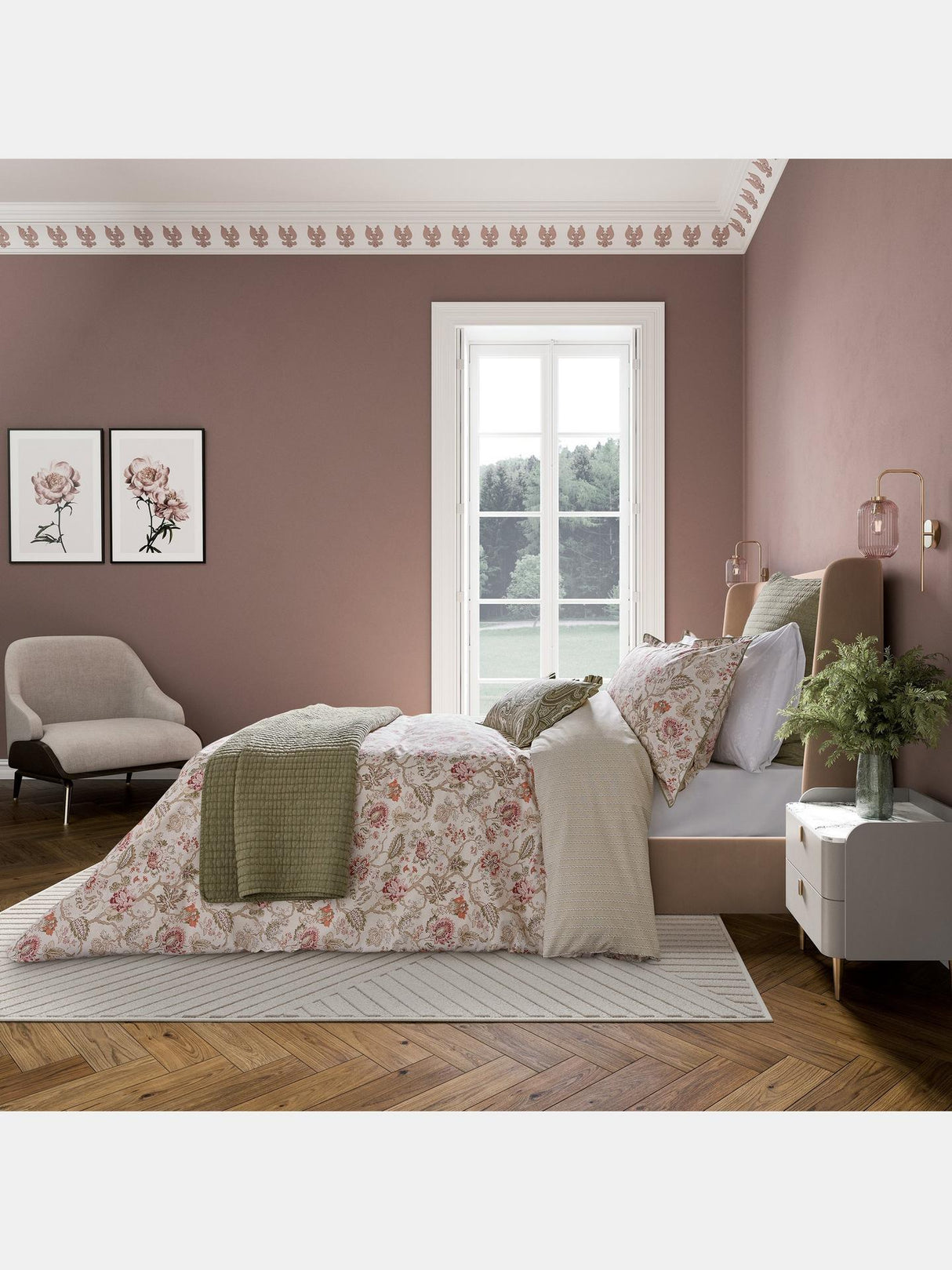 Bedeck of Belfast Nora Floral Cotton Duvet Cover Set King Multi L220 x 230cm