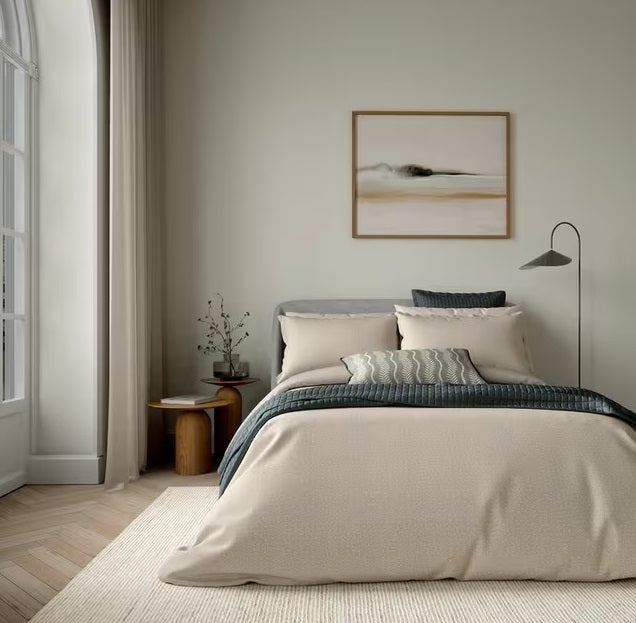 Bedeck of Belfast Emmy Cotton Percale King Size Duvet Cover Set - Mink - Kazoop