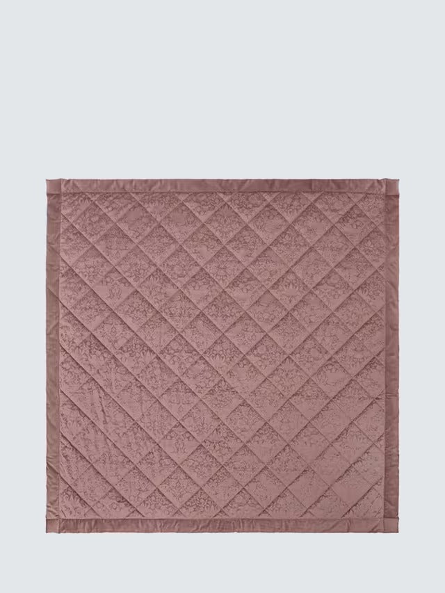 William Morris Strawberry Thief Quilted Bedspread 235 x 235cm - Tea Rose