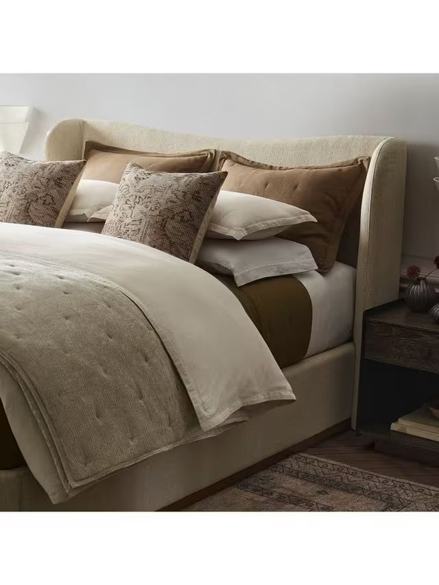 West Elm Striated Chenille Bedspread - Taupe - Super King 274 x 234cm